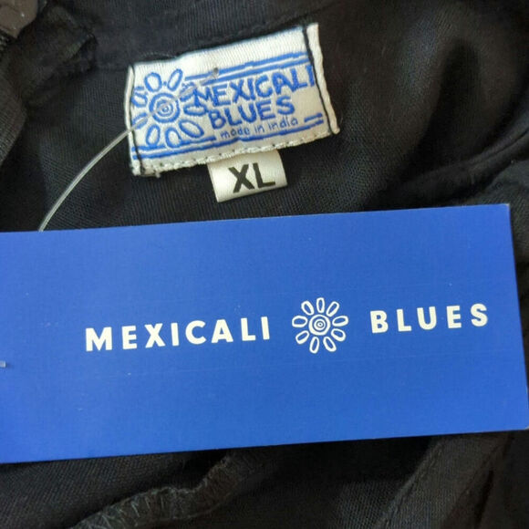 Mexicali Blues Smocked Scoop Neck Mini Dress Black Women XL NWT Bohemian Coastal - Picture 12 of 12